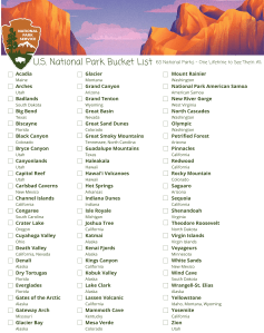 Printable USA National Park Bucket List PDF Download